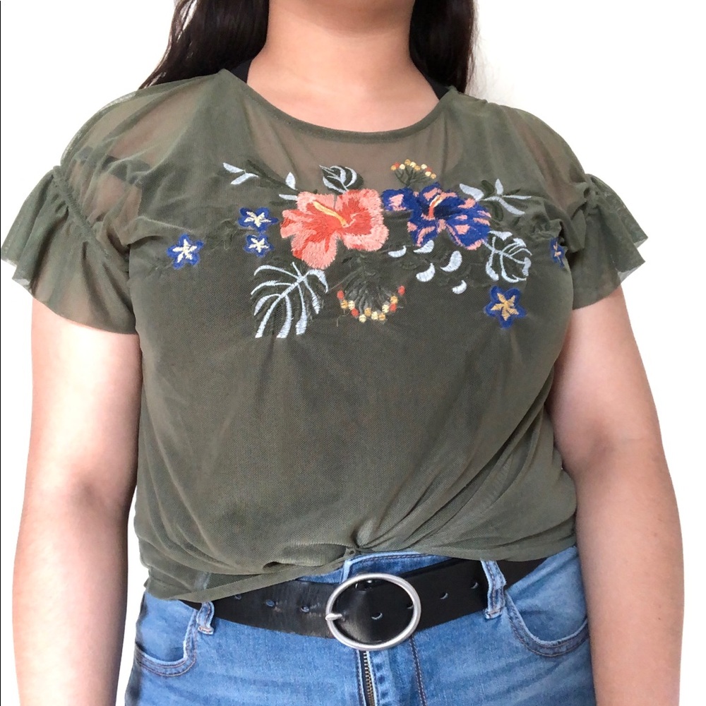 Mesh Green Blouse
